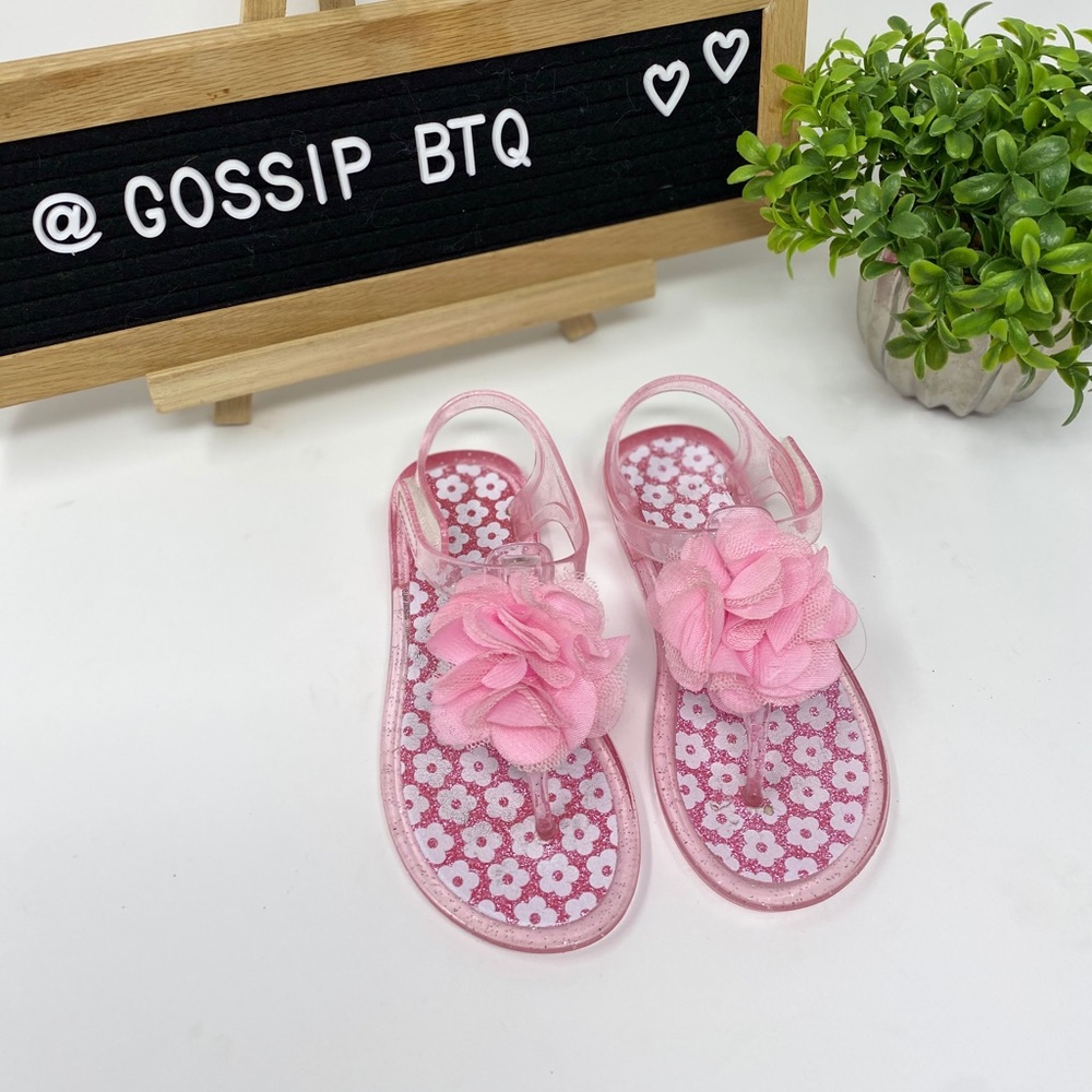 Kids NWOT Jelly Sandals with Pink Flower Size 8